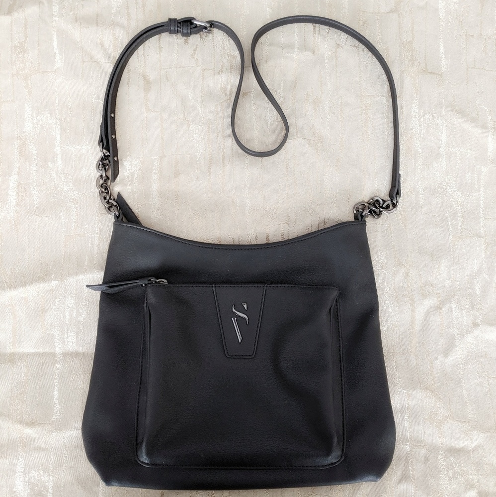 Simply Vera Black Leather Shoulder Bag Purse